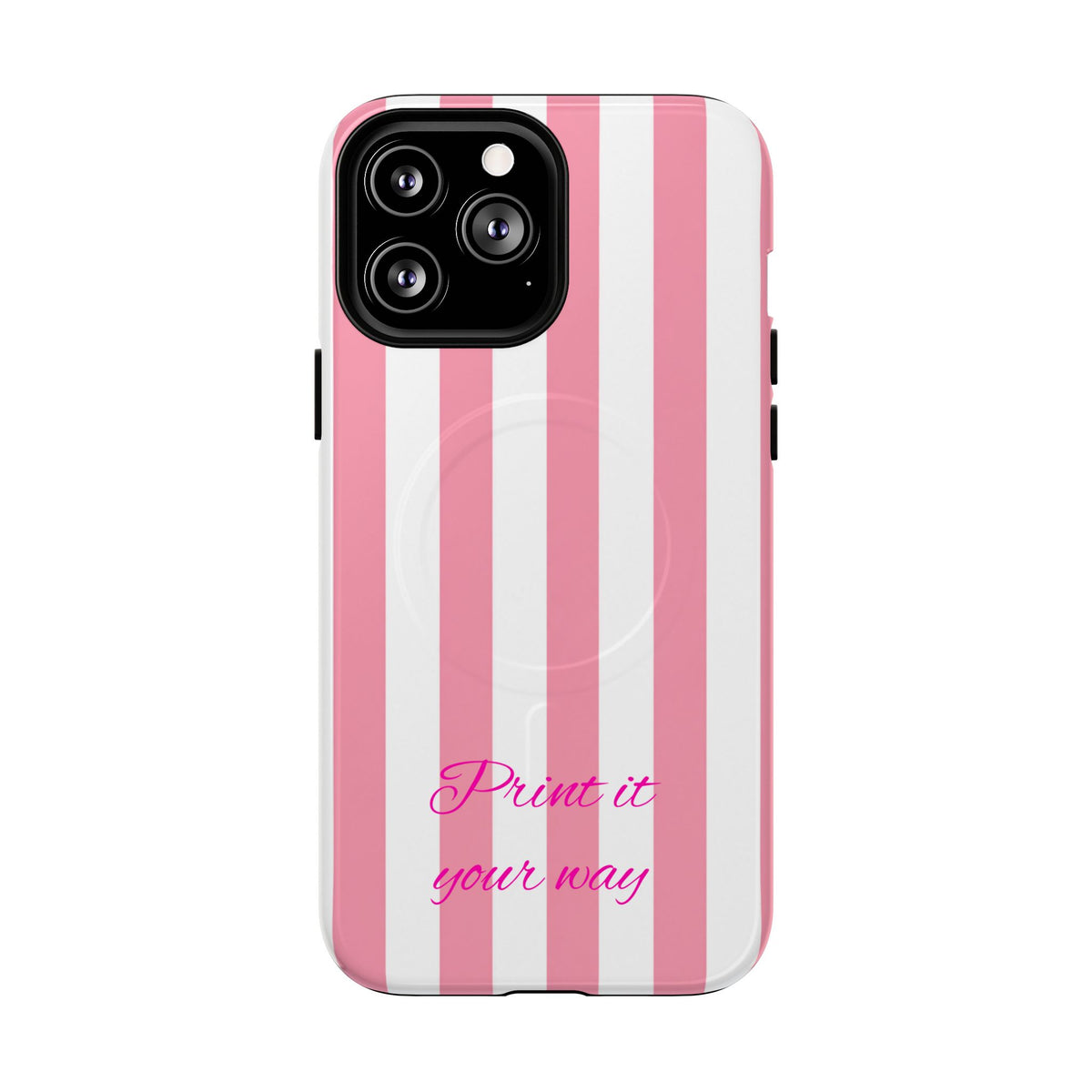 Personalized Pink Cabana Stripe – Tough Magnetic Phone Case