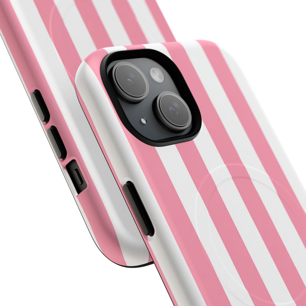 Personalized Pink Cabana Stripe – Tough Magnetic Phone Case