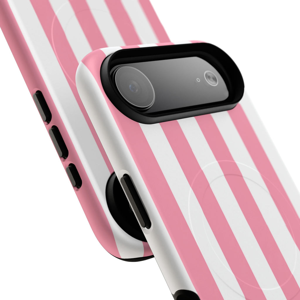 Personalized Pink Cabana Stripe – Tough Magnetic Phone Case