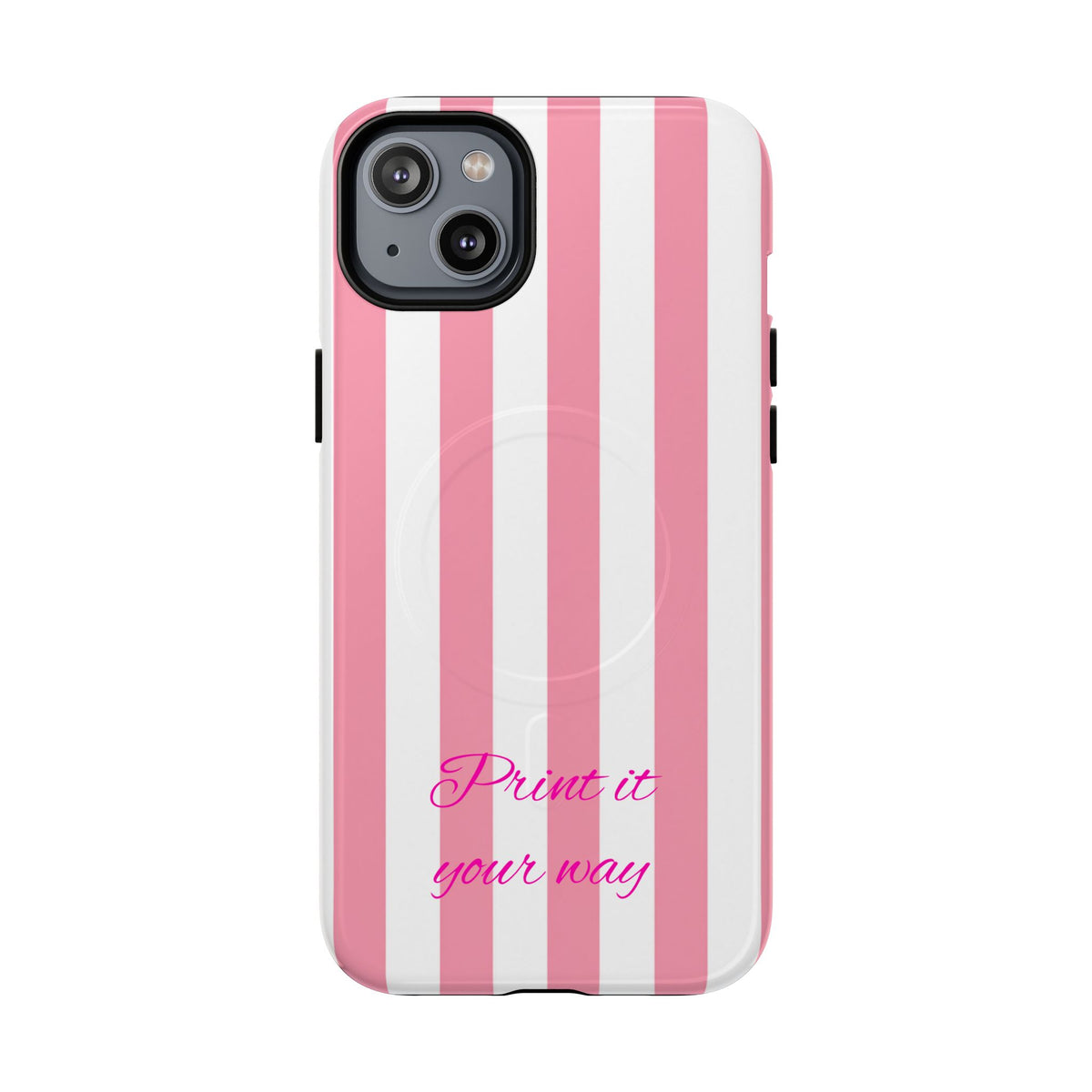 Personalized Pink Cabana Stripe – Tough Magnetic Phone Case