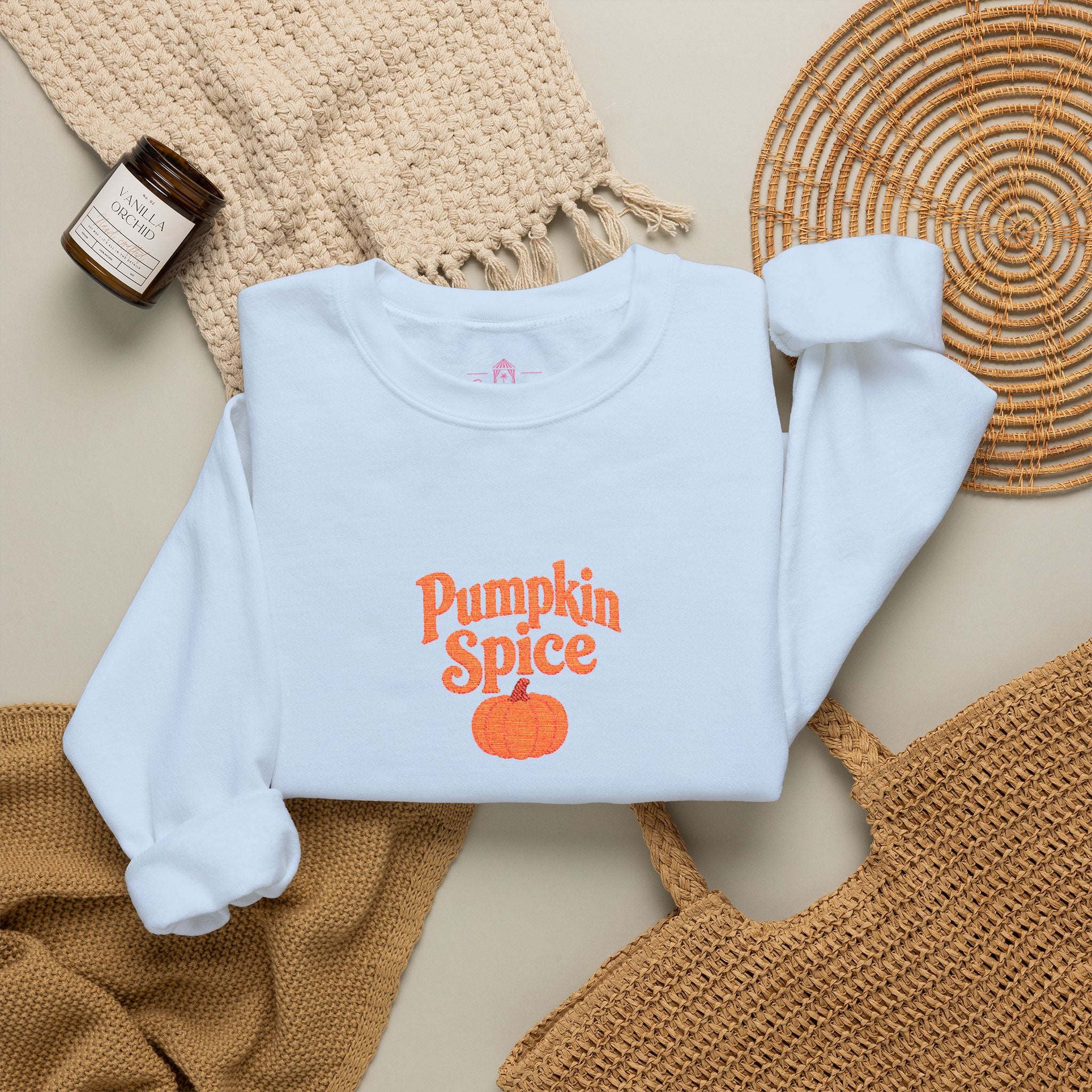 Pumpkin Spice Embroidered -Crewneck Sweatshirt
