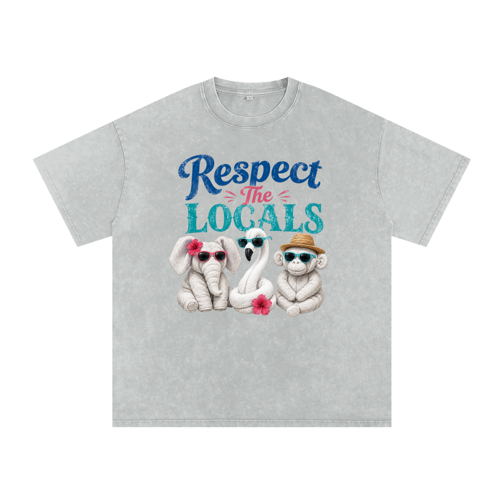 Respect The Locals Snow Washed Oversized Cotton T-Shirt