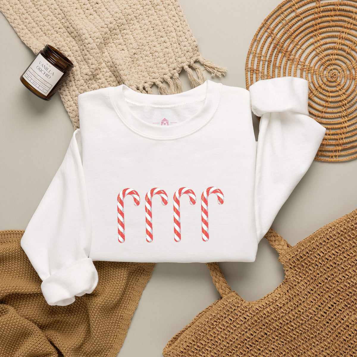 Candy Cane Embroidered Sweatshirt