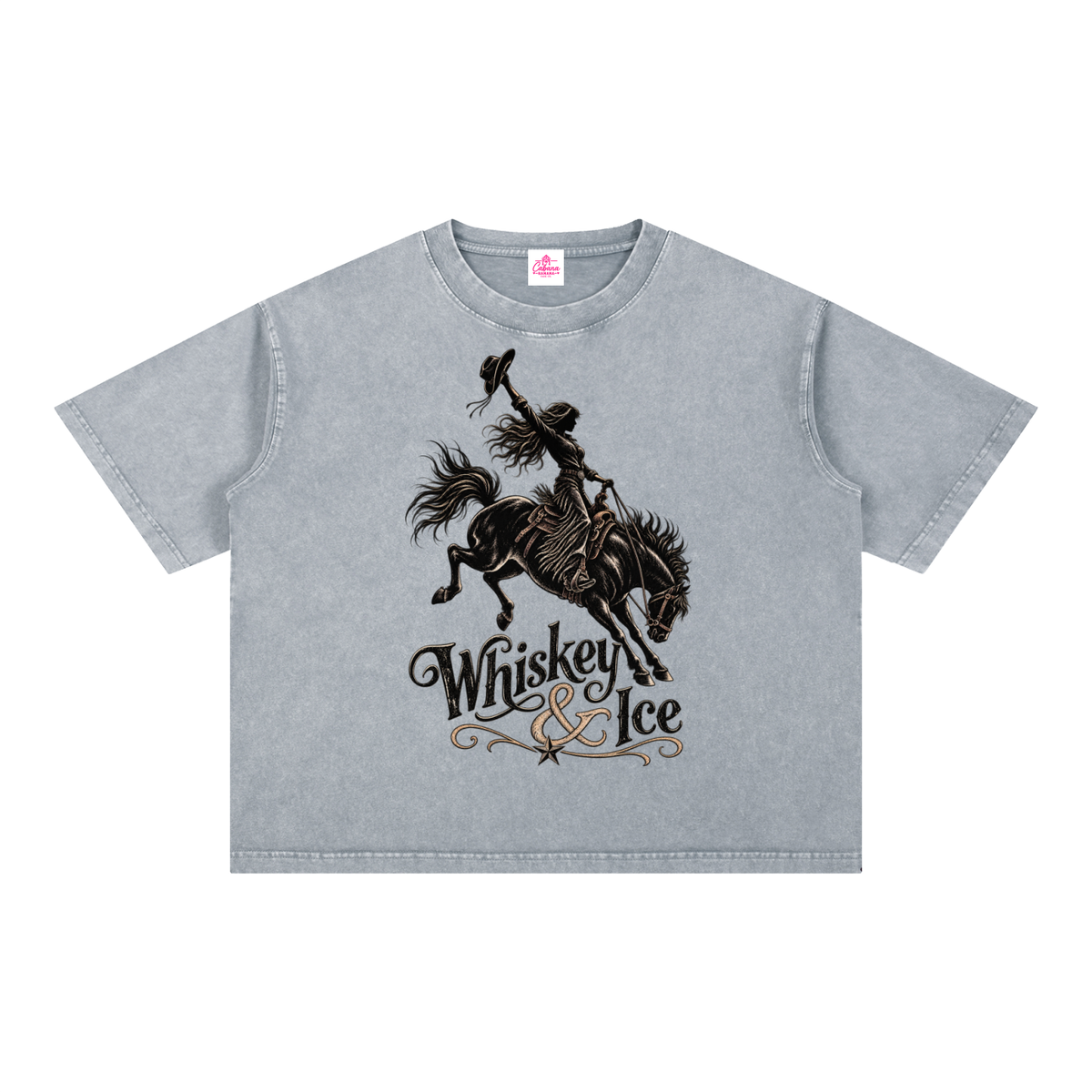 Whiskey & Ice Mineral Wash Boxy Cotton T-Shirt