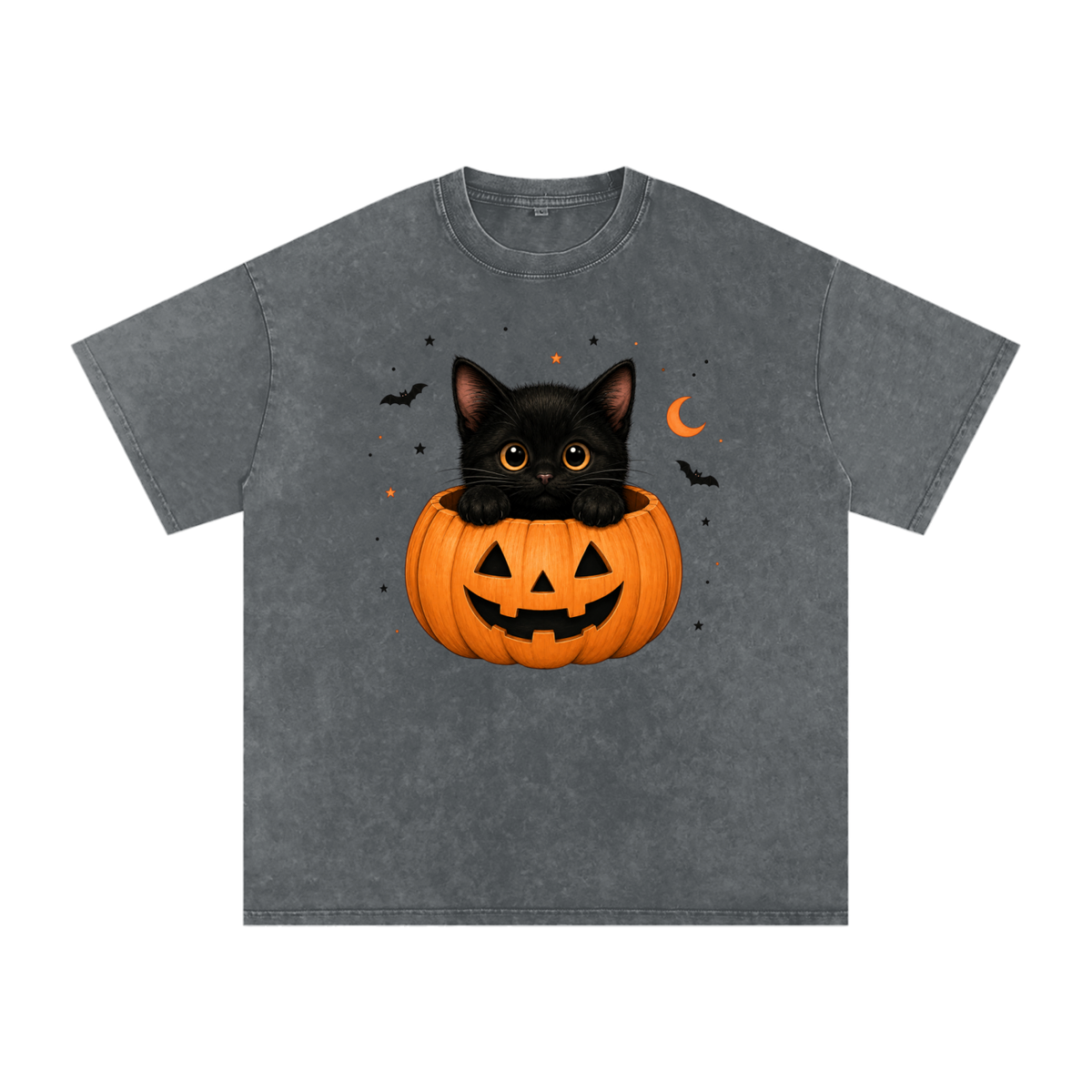 Purrfectly Spooky Snow Washed Oversized Cotton T-Shirt
