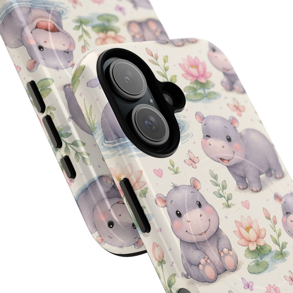 Hippo in Paradise- Tough Magnetic Phone Case