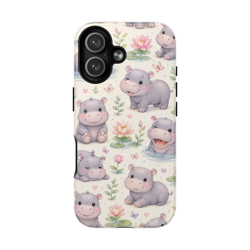 Hippo in Paradise- Tough Magnetic Phone Case