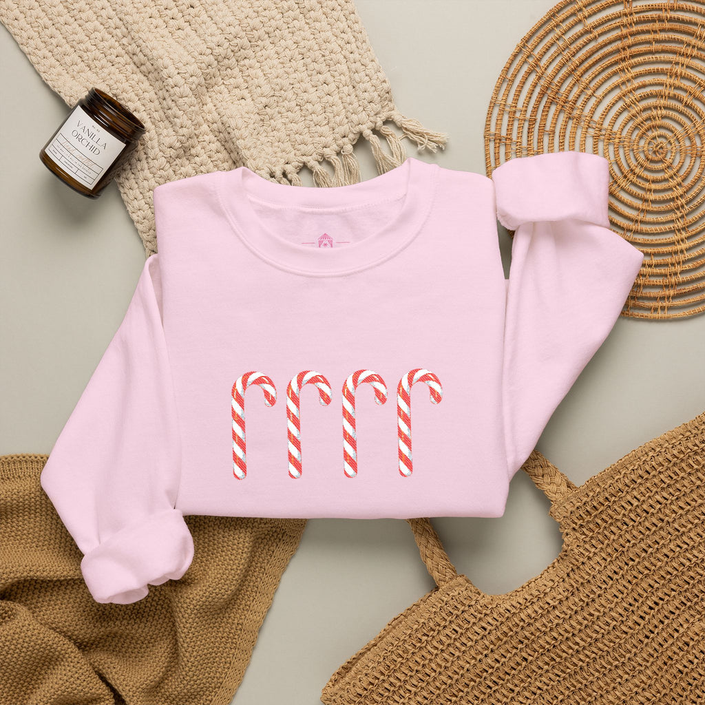 Candy Cane Embroidered Sweatshirt