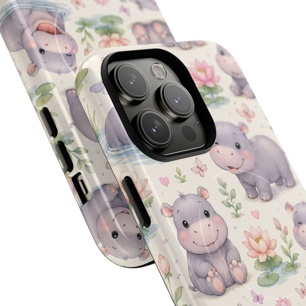 Hippo in Paradise- Tough Magnetic Phone Case