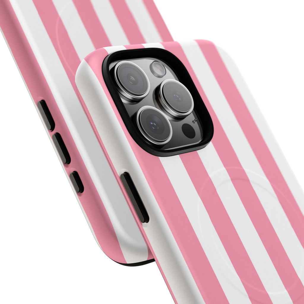 Personalized Pink Cabana Stripe – Tough Magnetic Phone Case