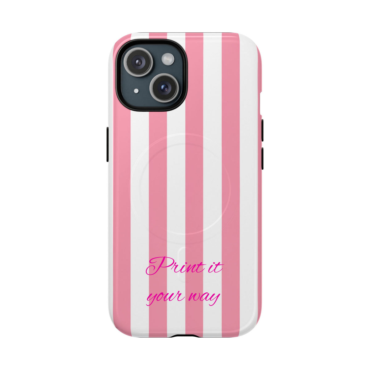 Personalized Pink Cabana Stripe – Tough Magnetic Phone Case