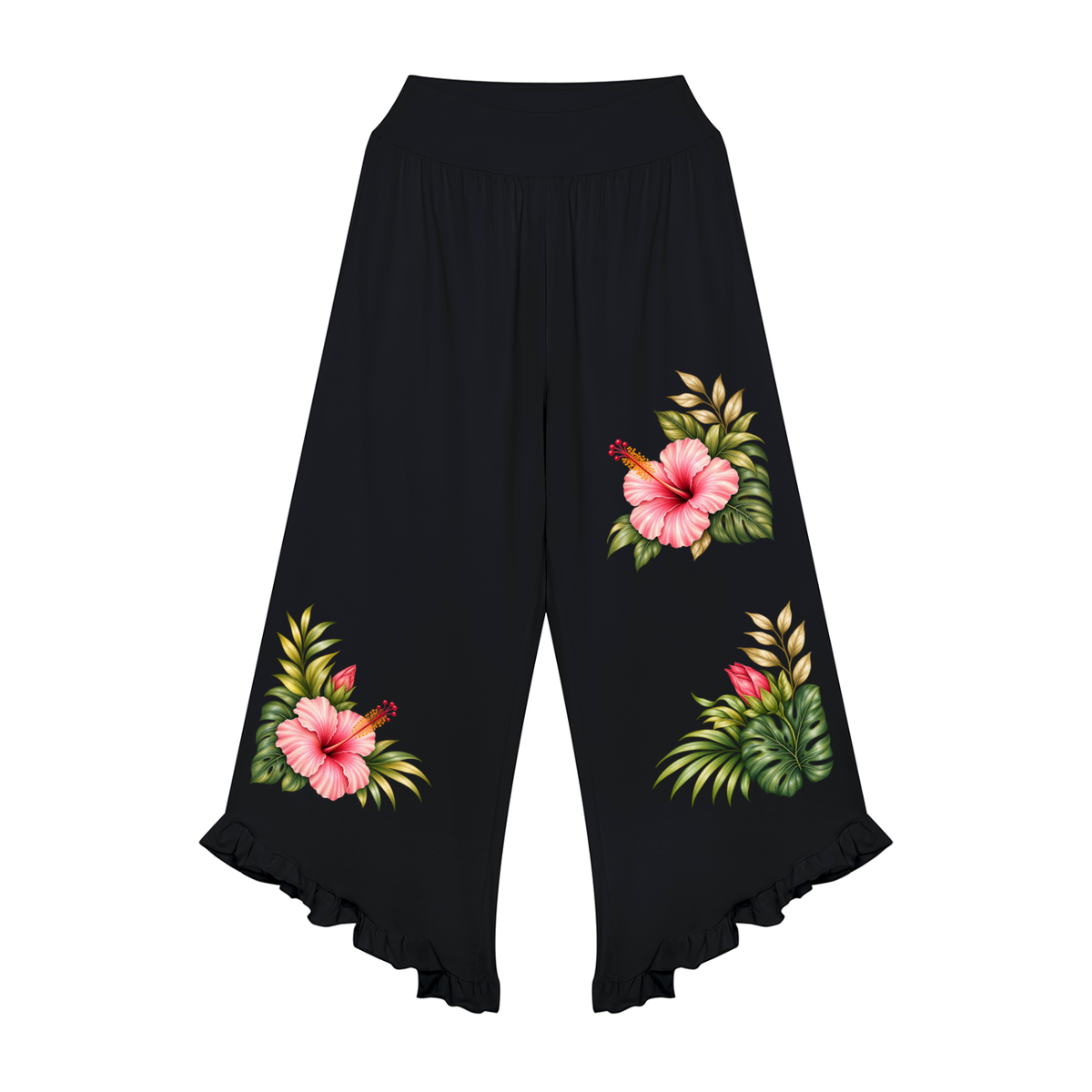 Cabana Hibiscus Garden – Women’s Ruched Wide Leg Pants