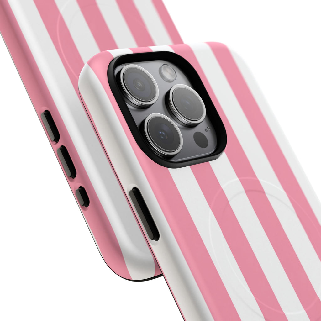 Personalized Pink Cabana Stripe – Tough Magnetic Phone Case