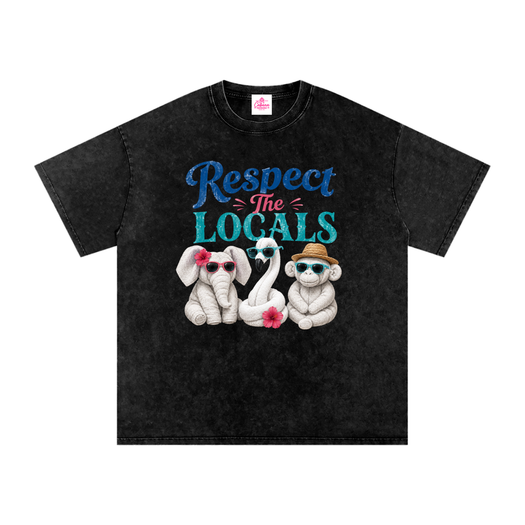 Respect The Locals Snow Washed Oversized Cotton T-Shirt