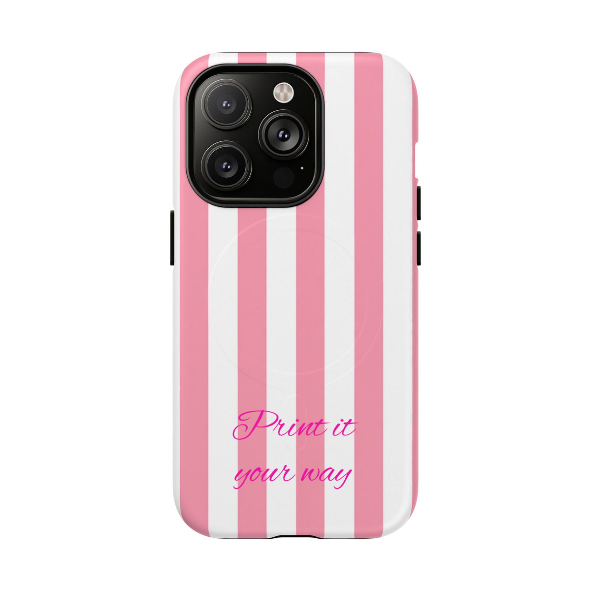Personalized Pink Cabana Stripe – Tough Magnetic Phone Case
