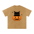 Purrfectly Spooky Snow Washed Oversized Cotton T-Shirt