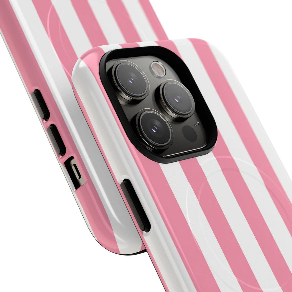 Personalized Pink Cabana Stripe – Tough Magnetic Phone Case