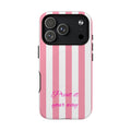 Personalized Pink Cabana Stripe – Tough Magnetic Phone Case