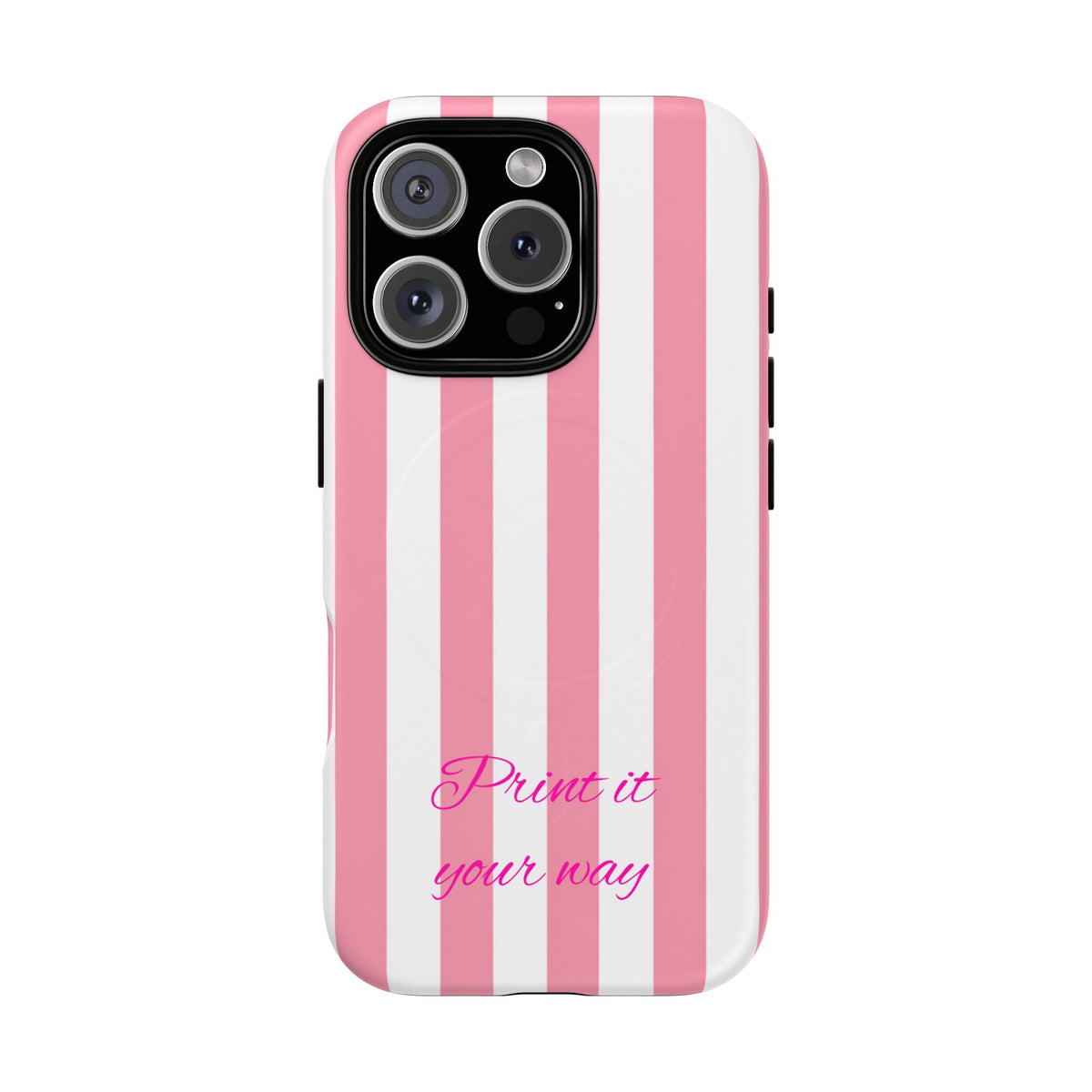 Personalized Pink Cabana Stripe – Tough Magnetic Phone Case