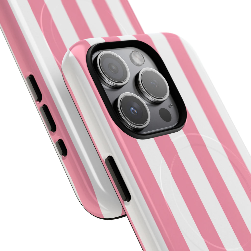 Personalized Pink Cabana Stripe – Tough Magnetic Phone Case