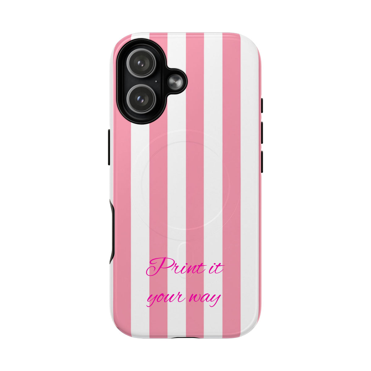 Personalized Pink Cabana Stripe – Tough Magnetic Phone Case