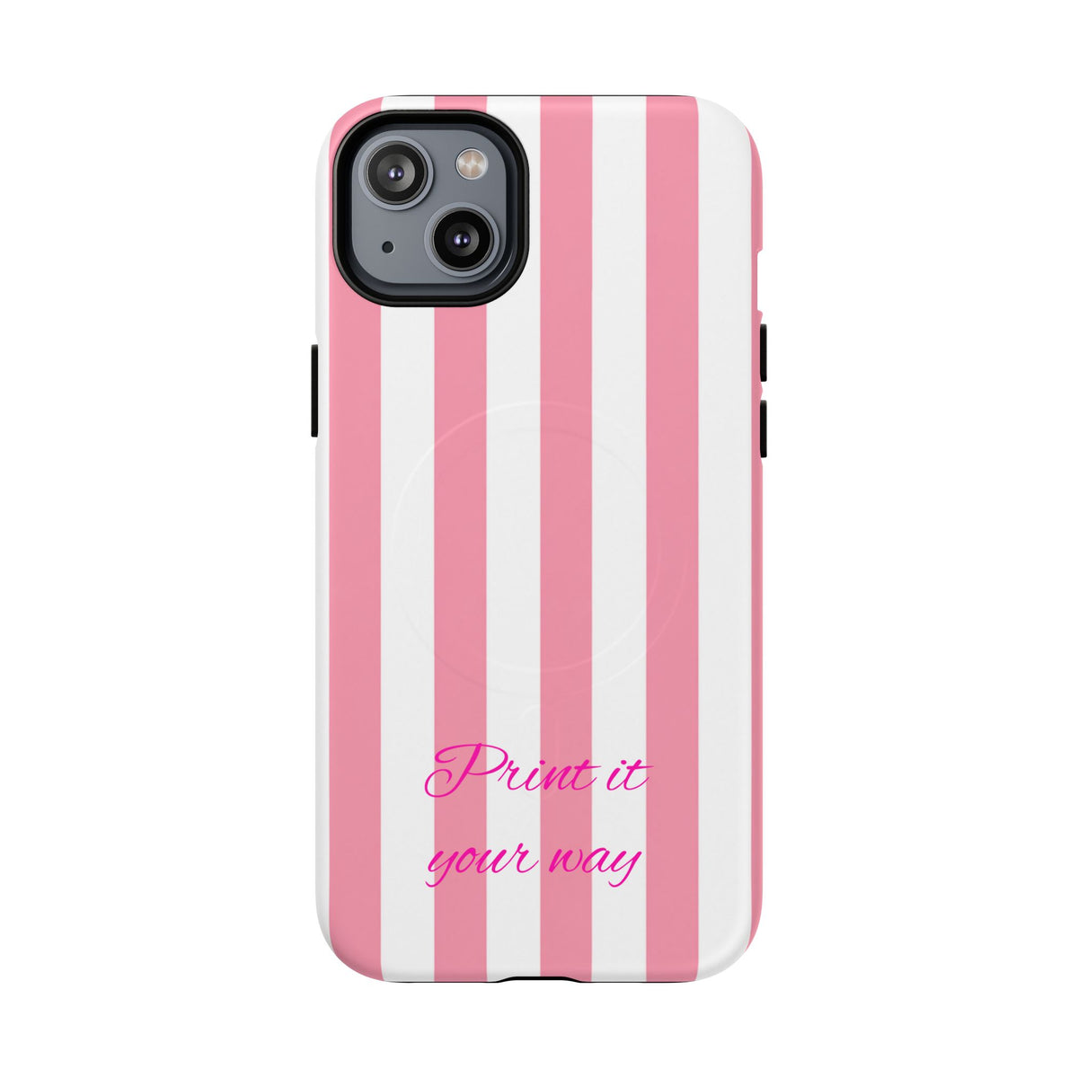 Personalized Pink Cabana Stripe – Tough Magnetic Phone Case