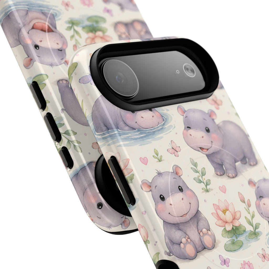 Hippo in Paradise- Tough Magnetic Phone Case