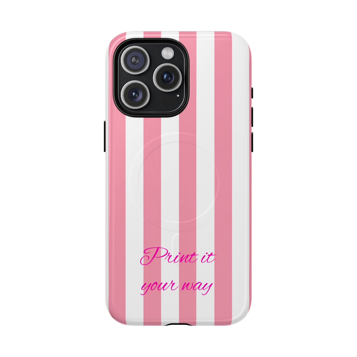 Personalized Pink Cabana Stripe – Tough Magnetic Phone Case