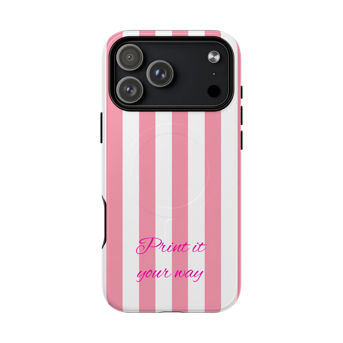 Personalized Pink Cabana Stripe – Tough Magnetic Phone Case