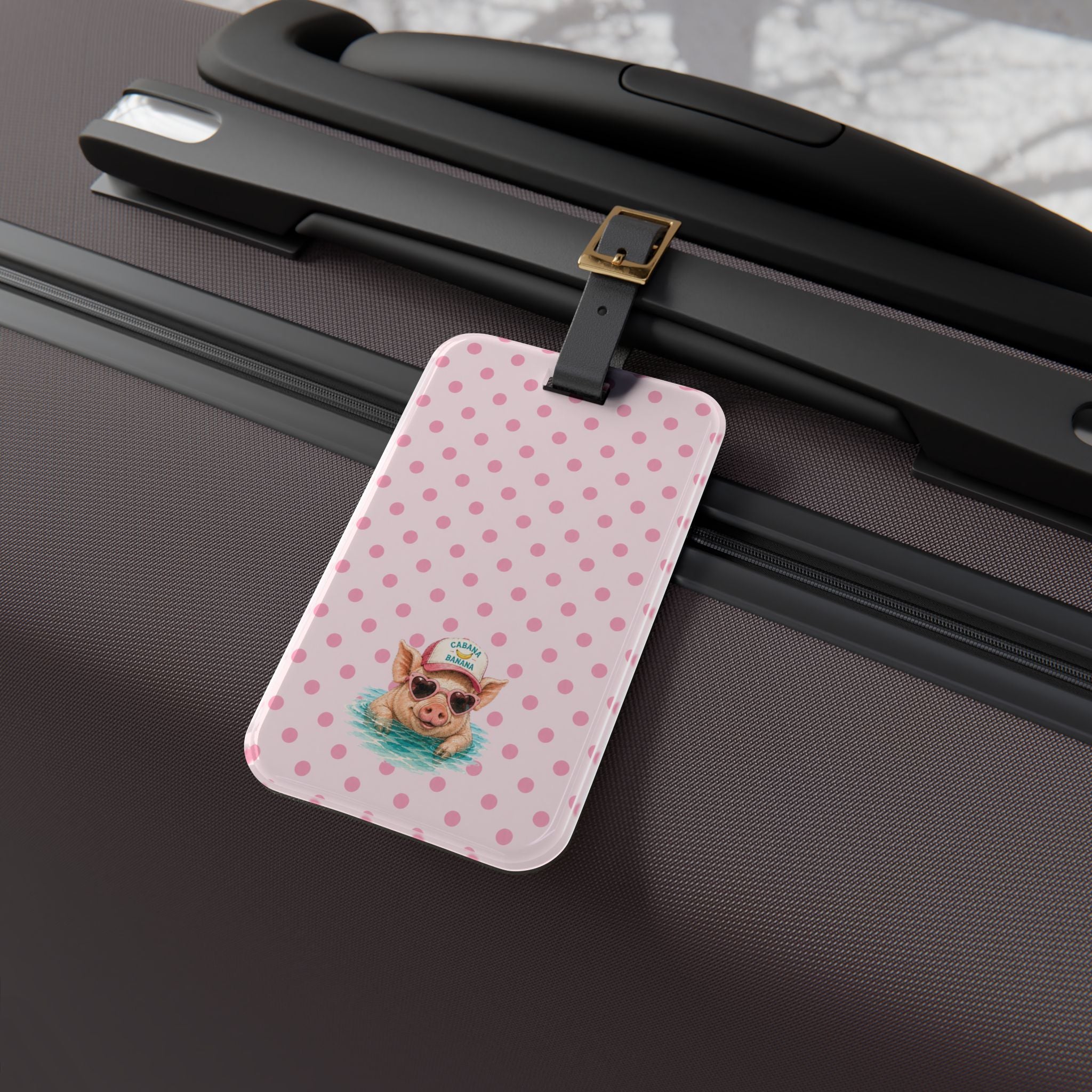 Pink Piggie Confetti-Luggage Tag