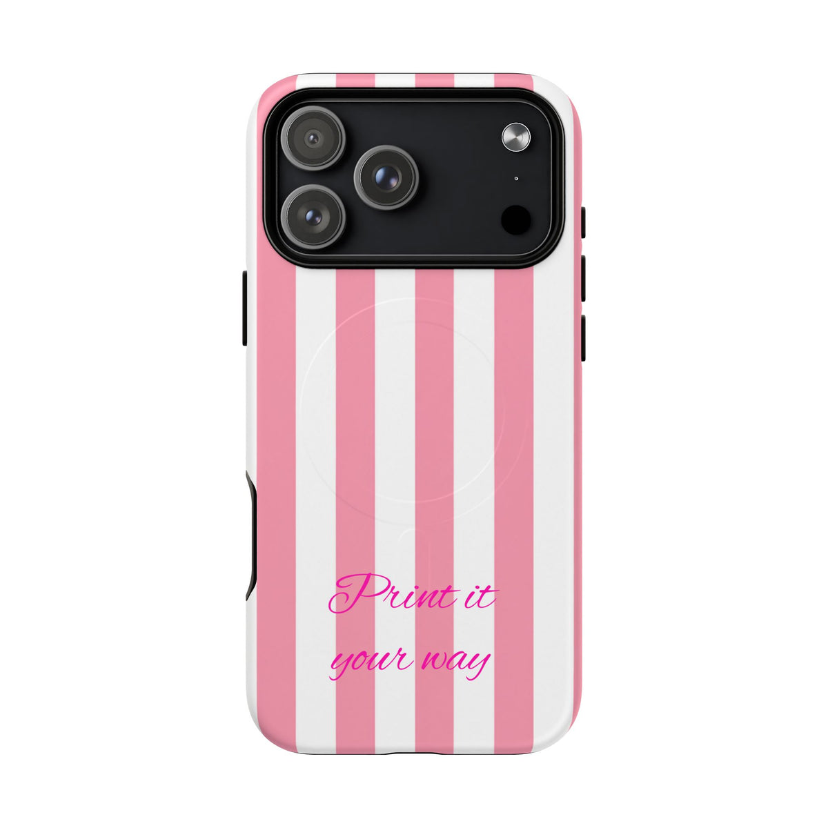 Personalized Pink Cabana Stripe – Tough Magnetic Phone Case