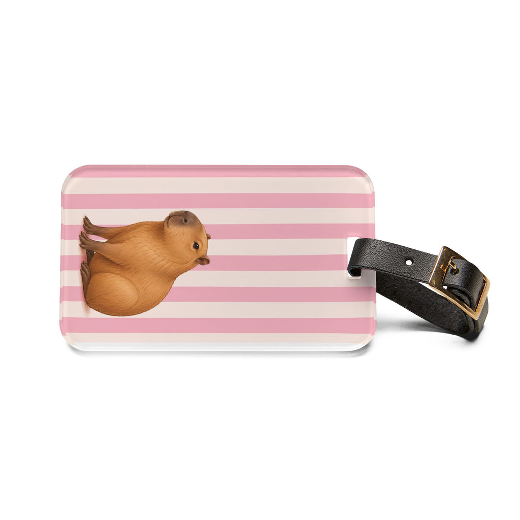 Capy in Cabana Pink- Luggage Tag