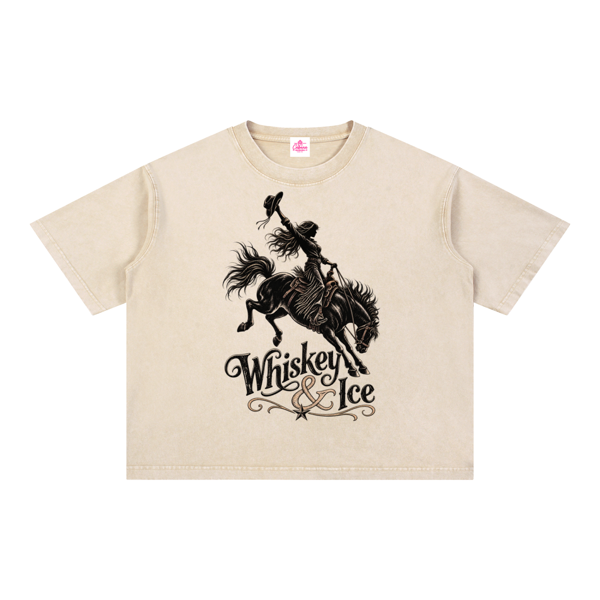 Whiskey & Ice Mineral Wash Boxy Cotton T-Shirt