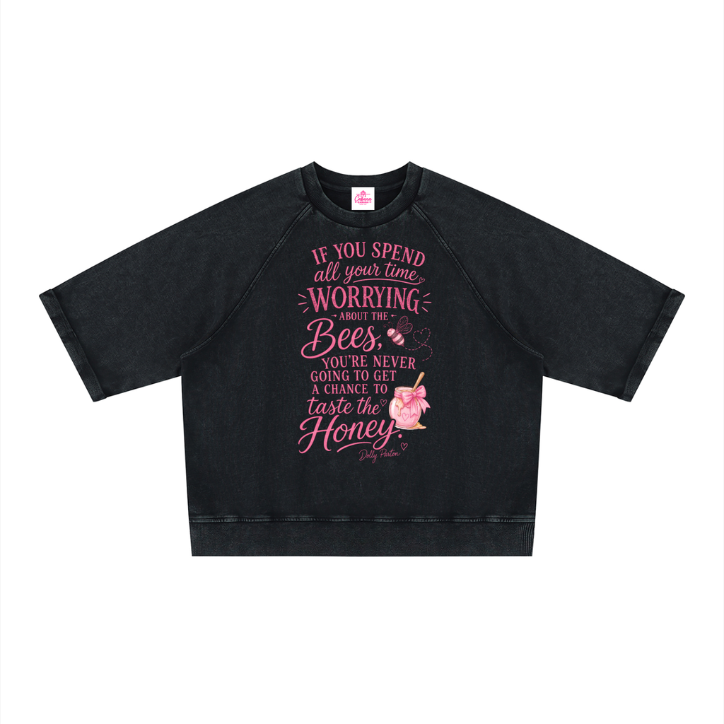 Dolly Bees & Honey Vintage Wash Boxy Short Sleeve Sweatshirt