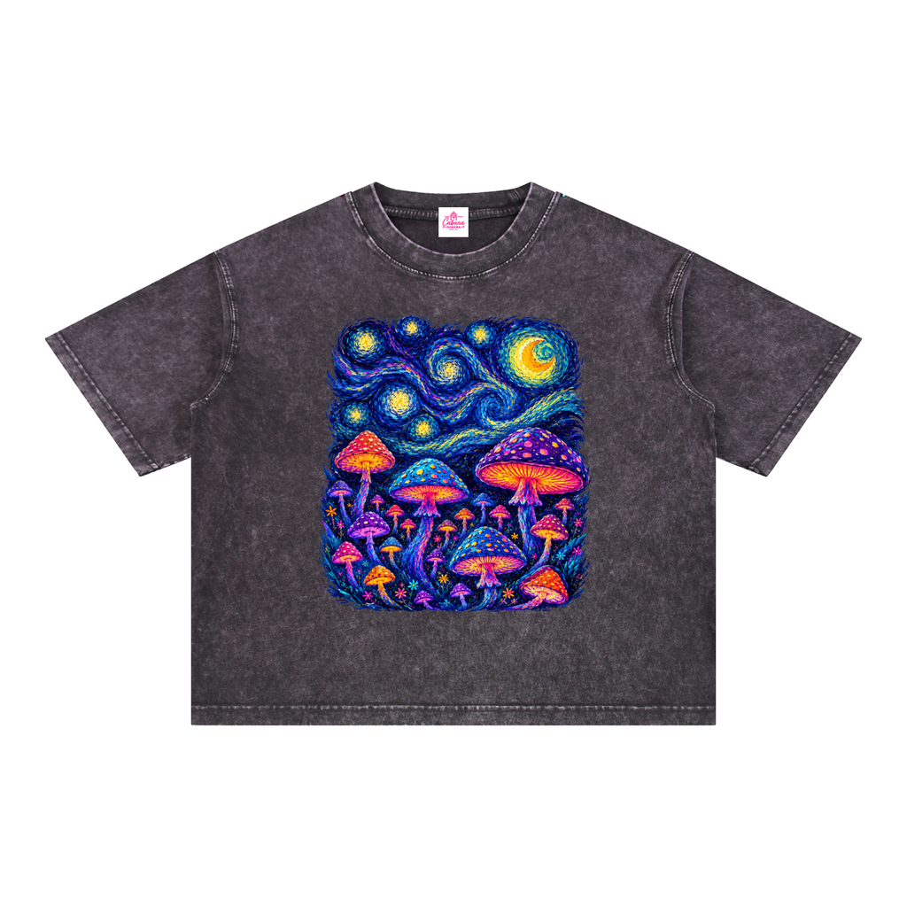 Mushroom Dreams – Mineral Wash Boxy Cotton T-Shirt