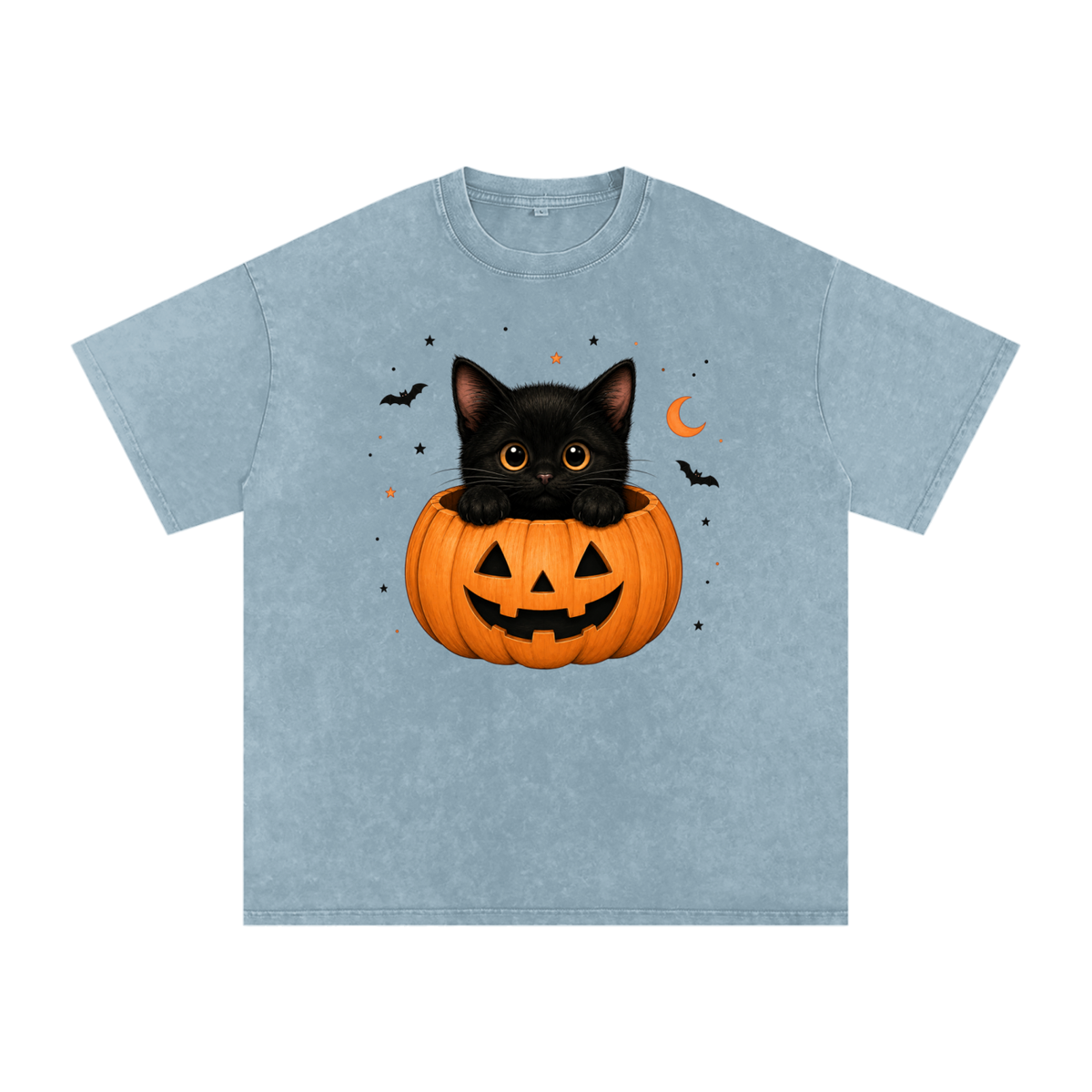 Purrfectly Spooky Snow Washed Oversized Cotton T-Shirt