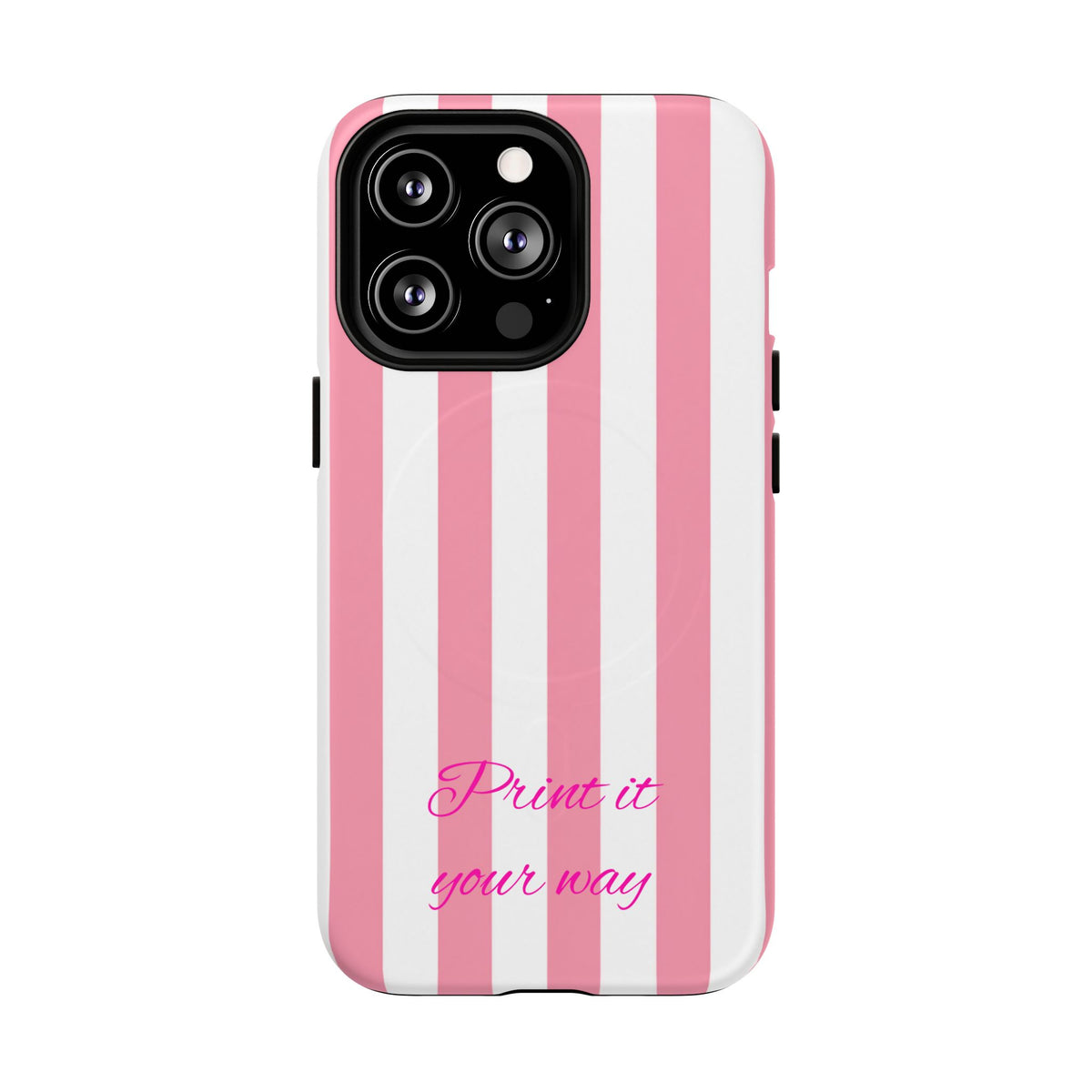Personalized Pink Cabana Stripe – Tough Magnetic Phone Case