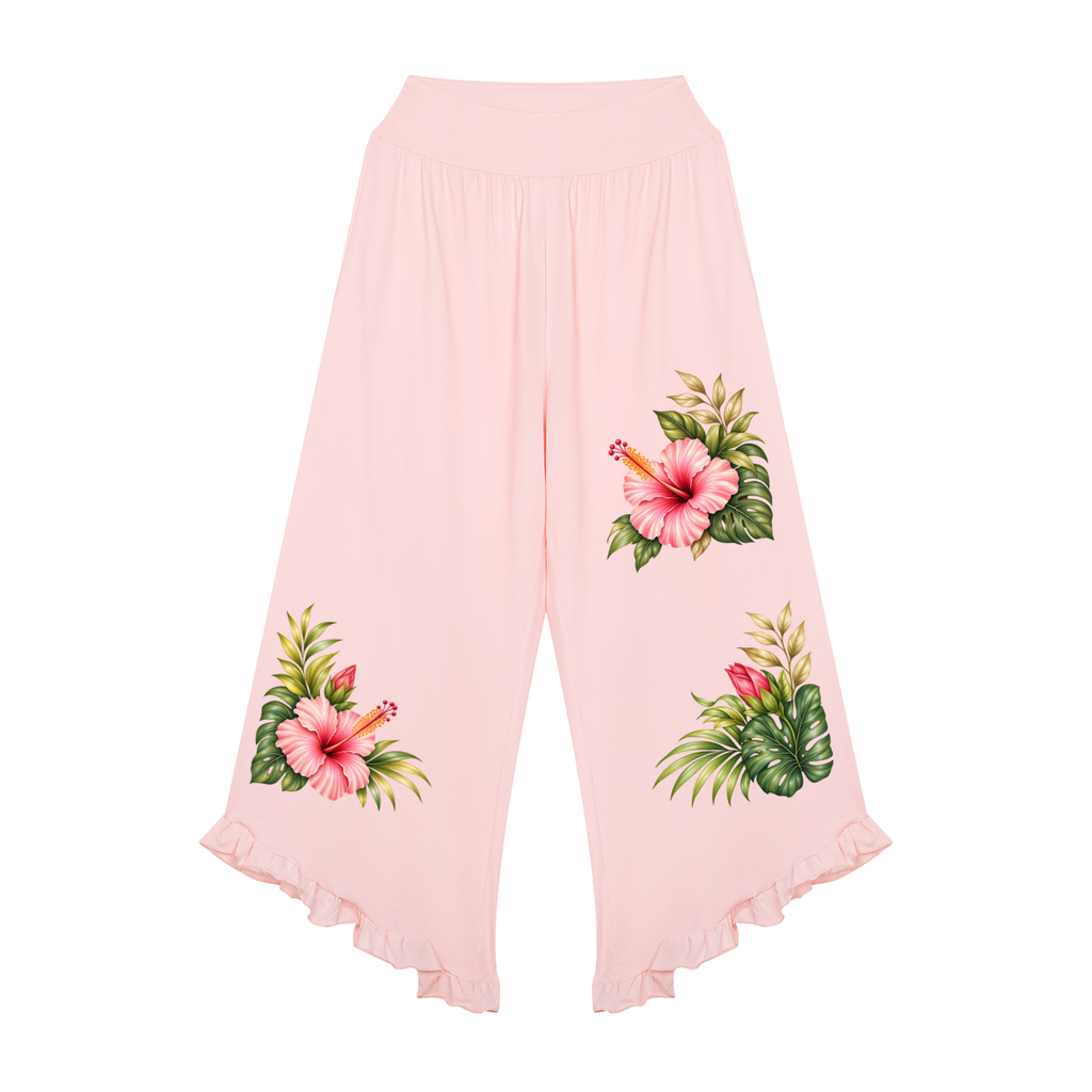 Cabana Hibiscus Garden – Women’s Ruched Wide Leg Pants