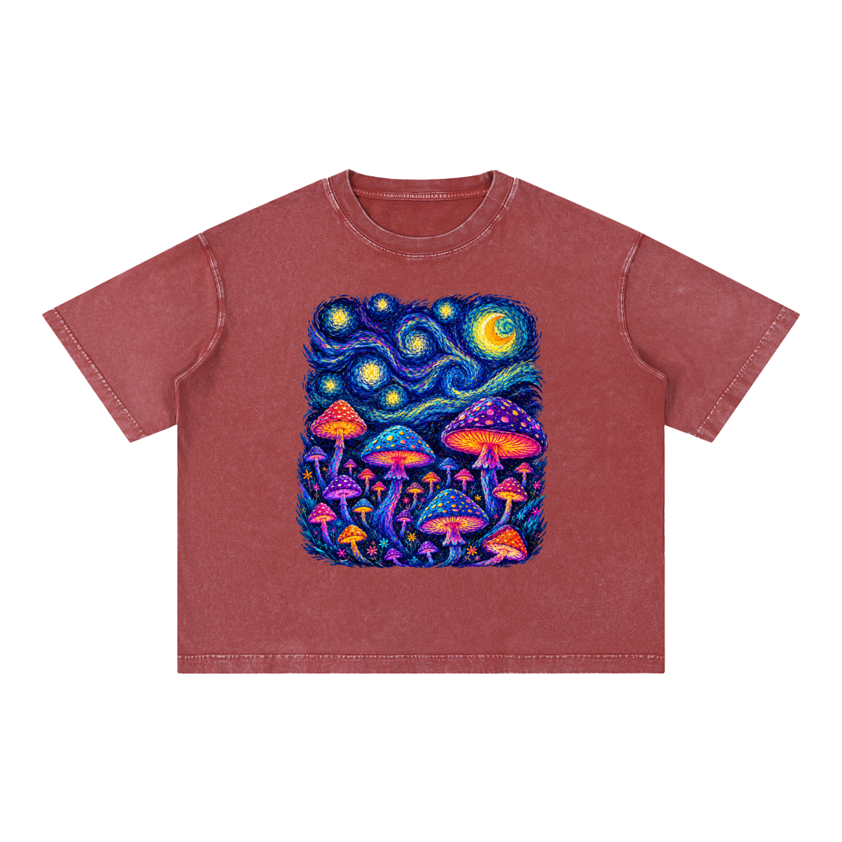 Mushroom Dreams – Mineral Wash Boxy Cotton T-Shirt