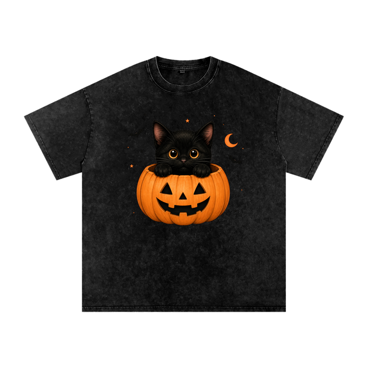Purrfectly Spooky Snow Washed Oversized Cotton T-Shirt