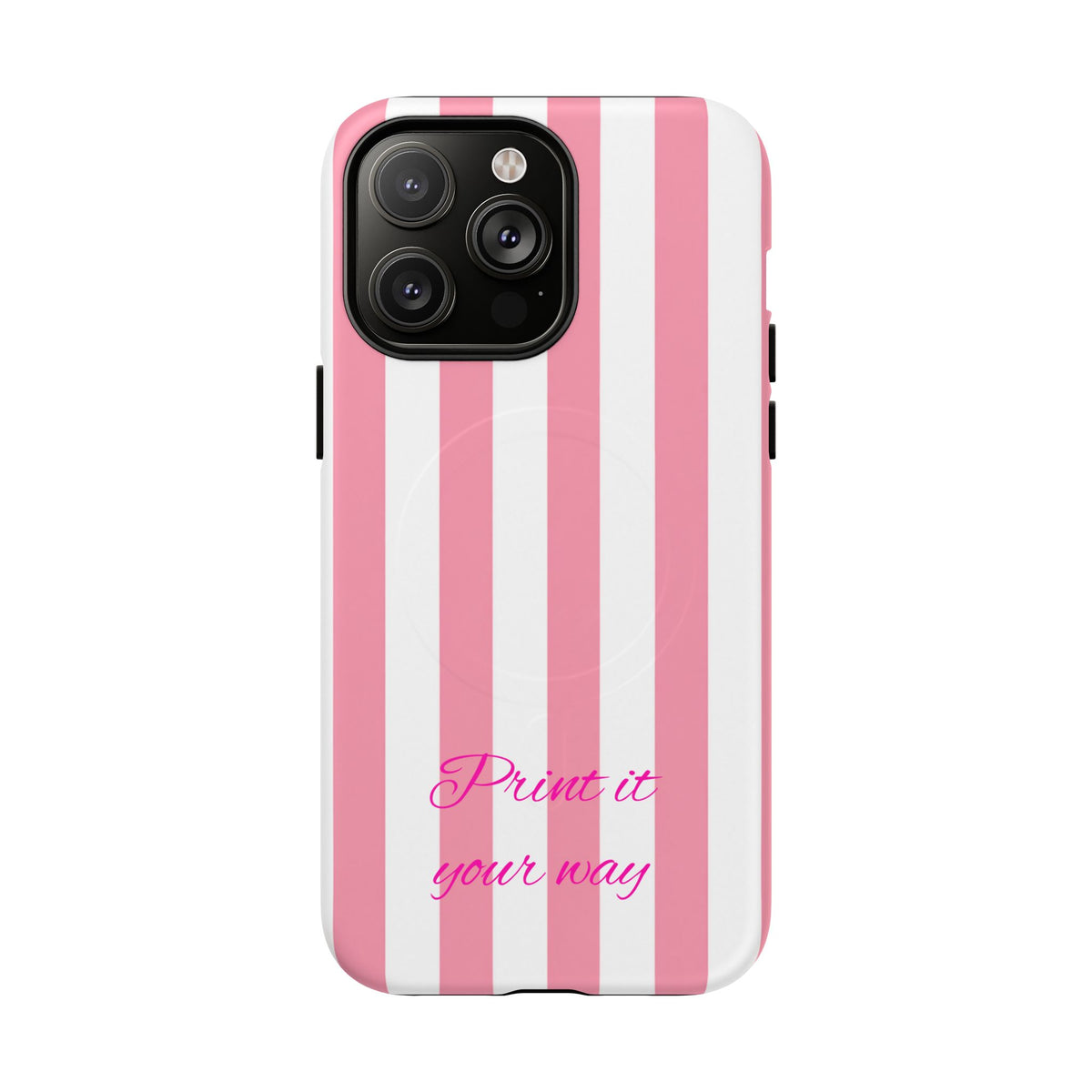 Personalized Pink Cabana Stripe – Tough Magnetic Phone Case