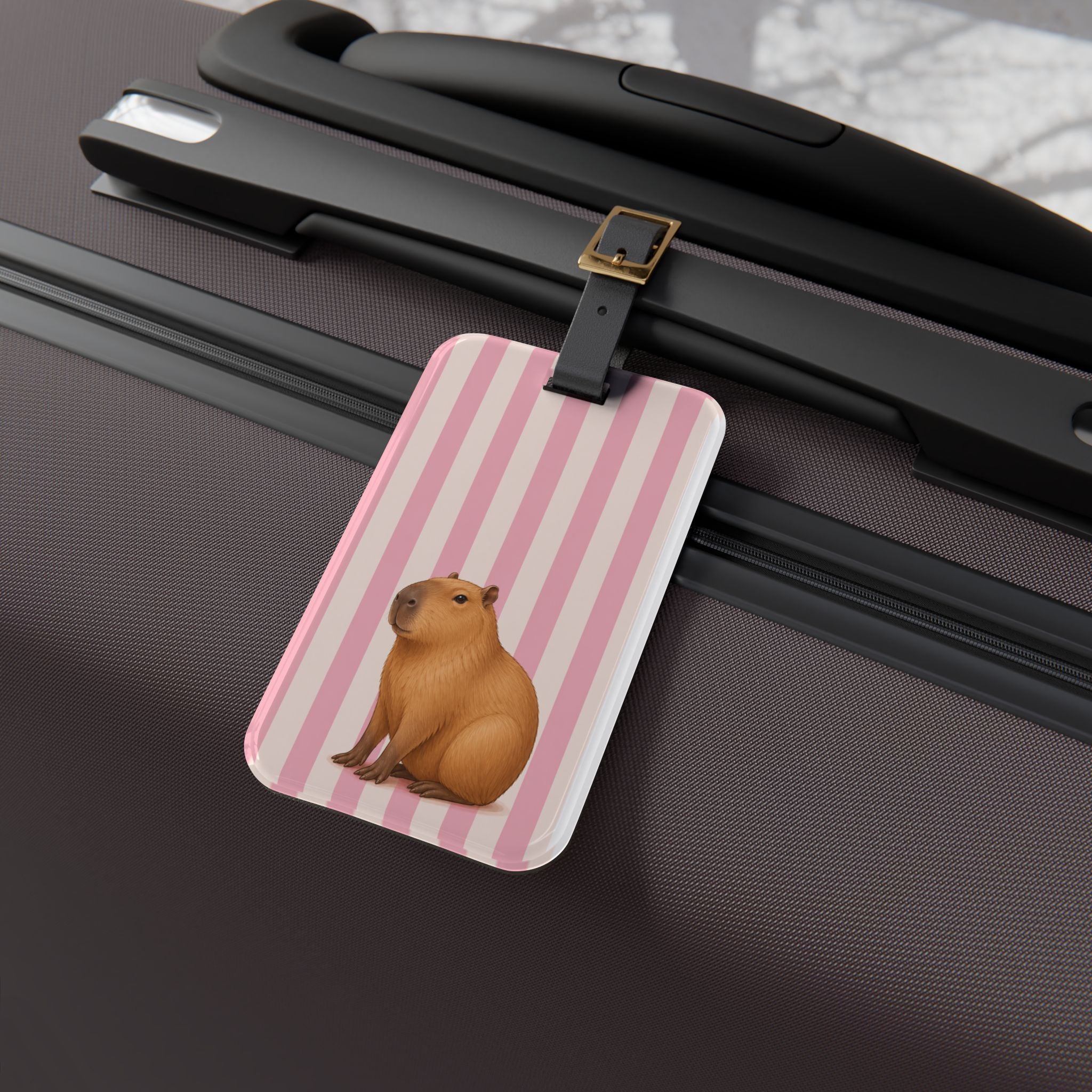 Capy in Cabana Pink- Luggage Tag