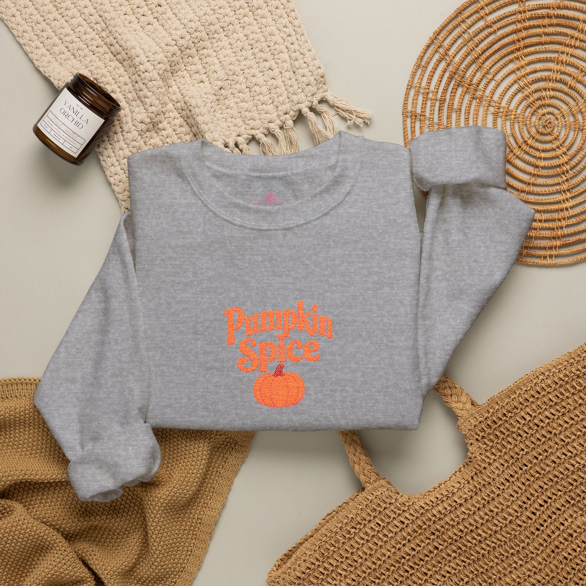 Pumpkin Spice Embroidered -Crewneck Sweatshirt