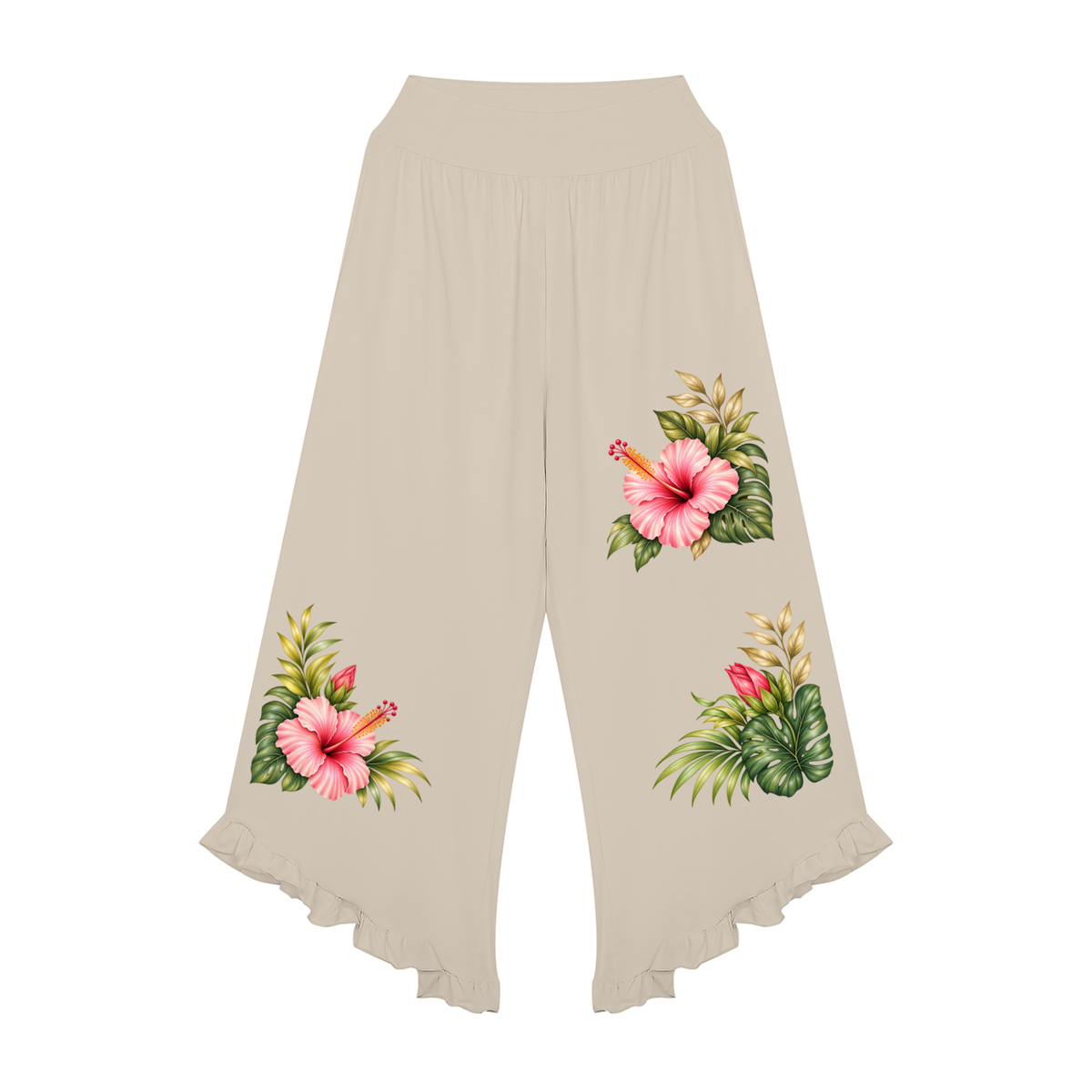 Cabana Hibiscus Garden – Women’s Ruched Wide Leg Pants