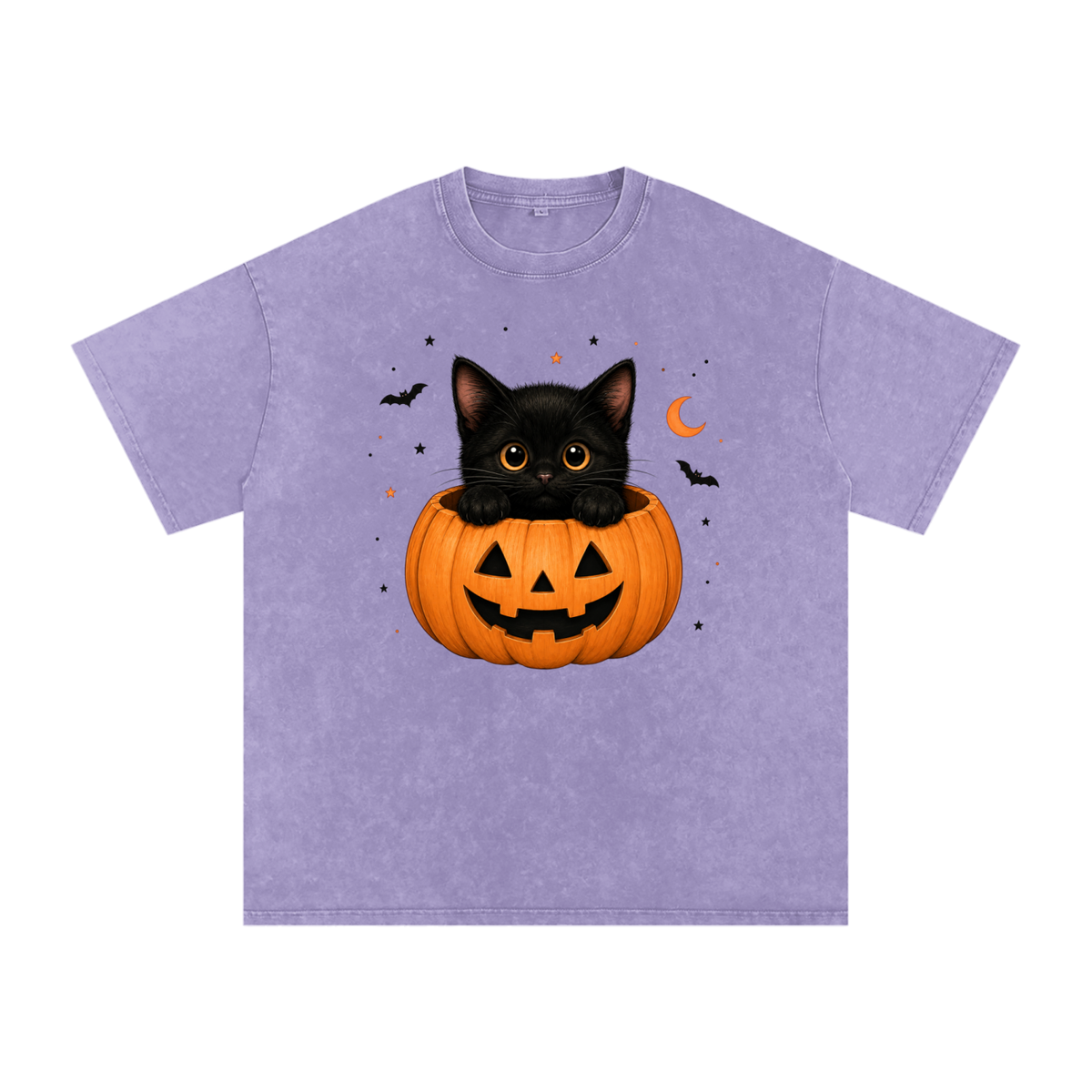 Purrfectly Spooky Snow Washed Oversized Cotton T-Shirt