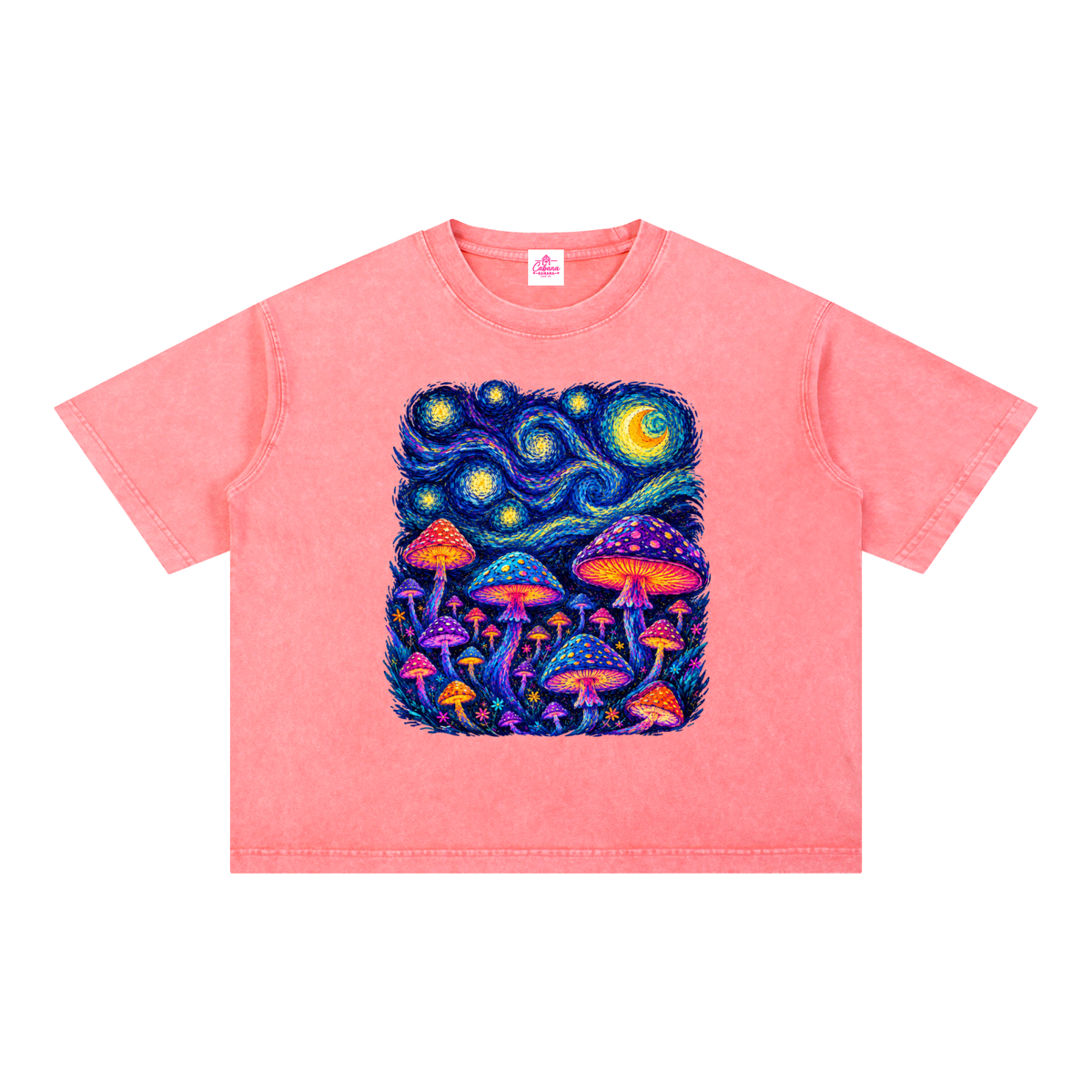 Mushroom Dreams – Mineral Wash Boxy Cotton T-Shirt