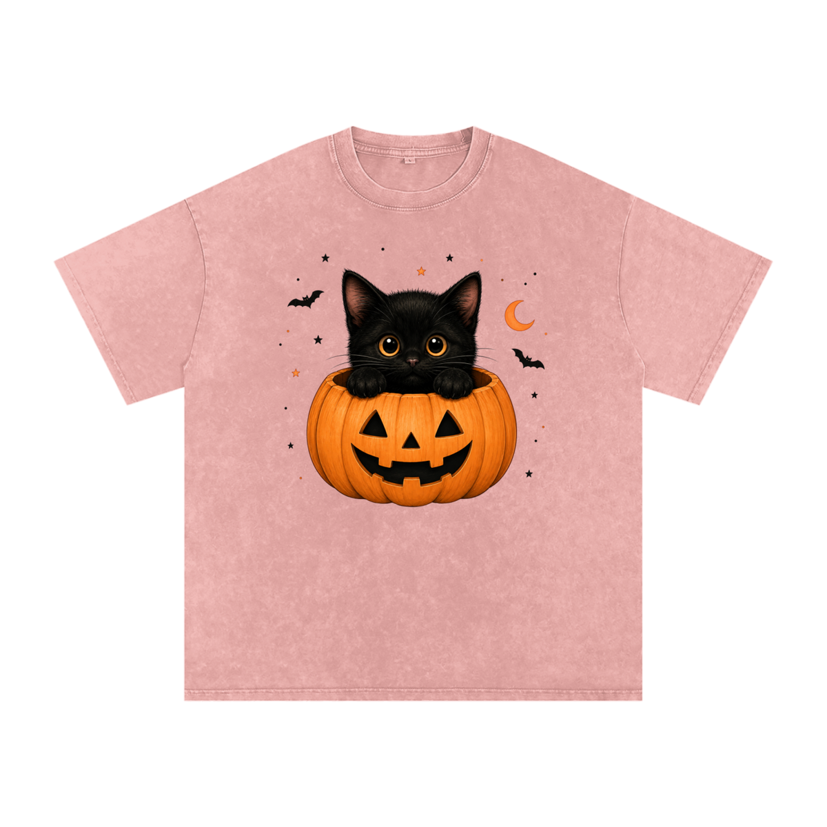 Purrfectly Spooky Snow Washed Oversized Cotton T-Shirt