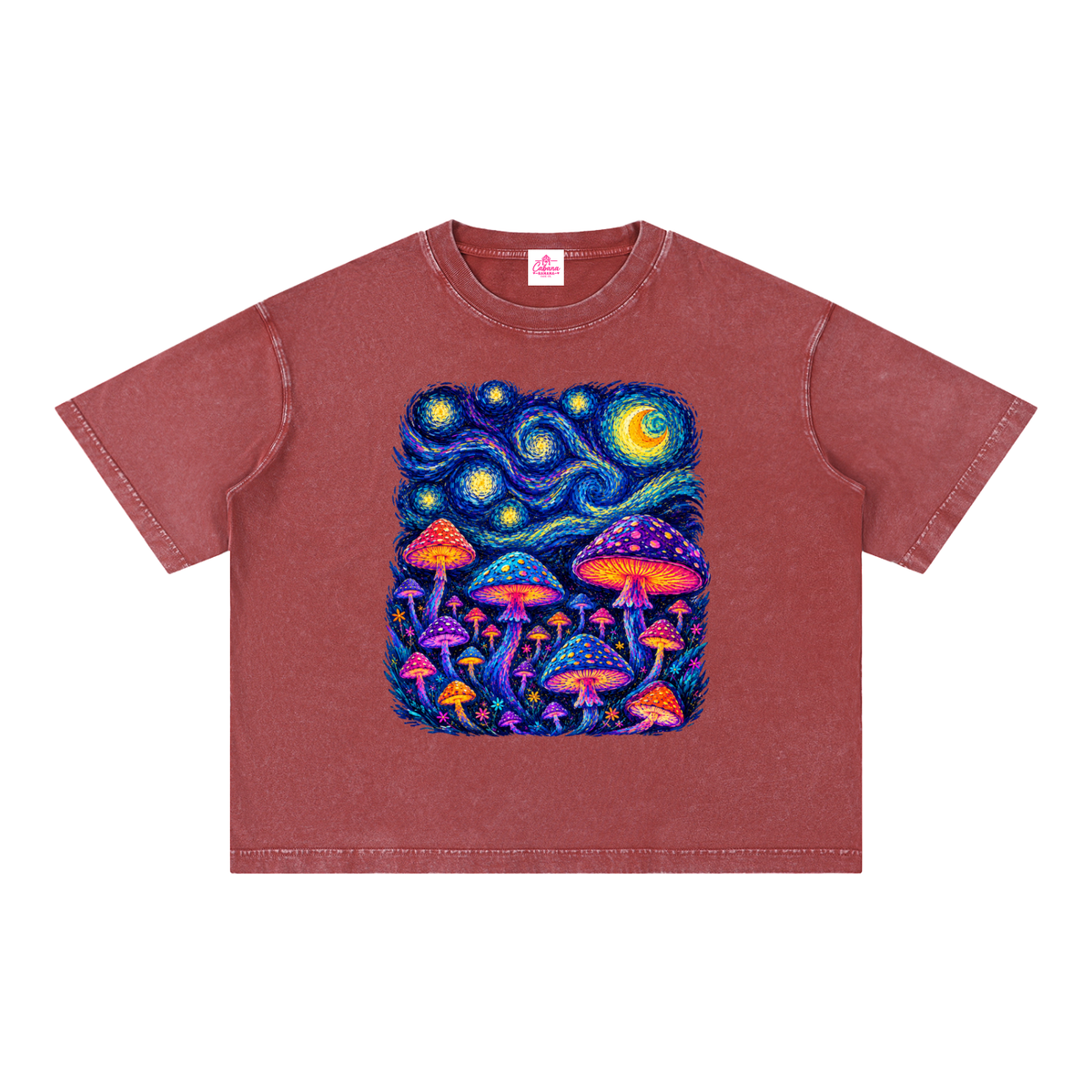 Mushroom Dreams – Mineral Wash Boxy Cotton T-Shirt