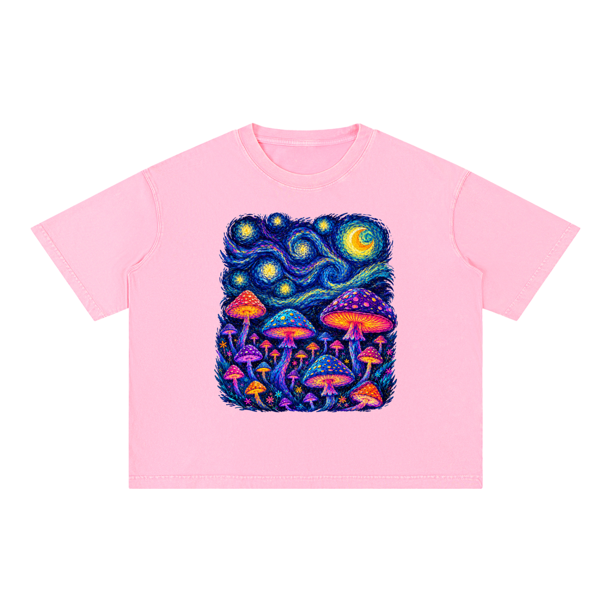 Mushroom Dreams – Mineral Wash Boxy Cotton T-Shirt