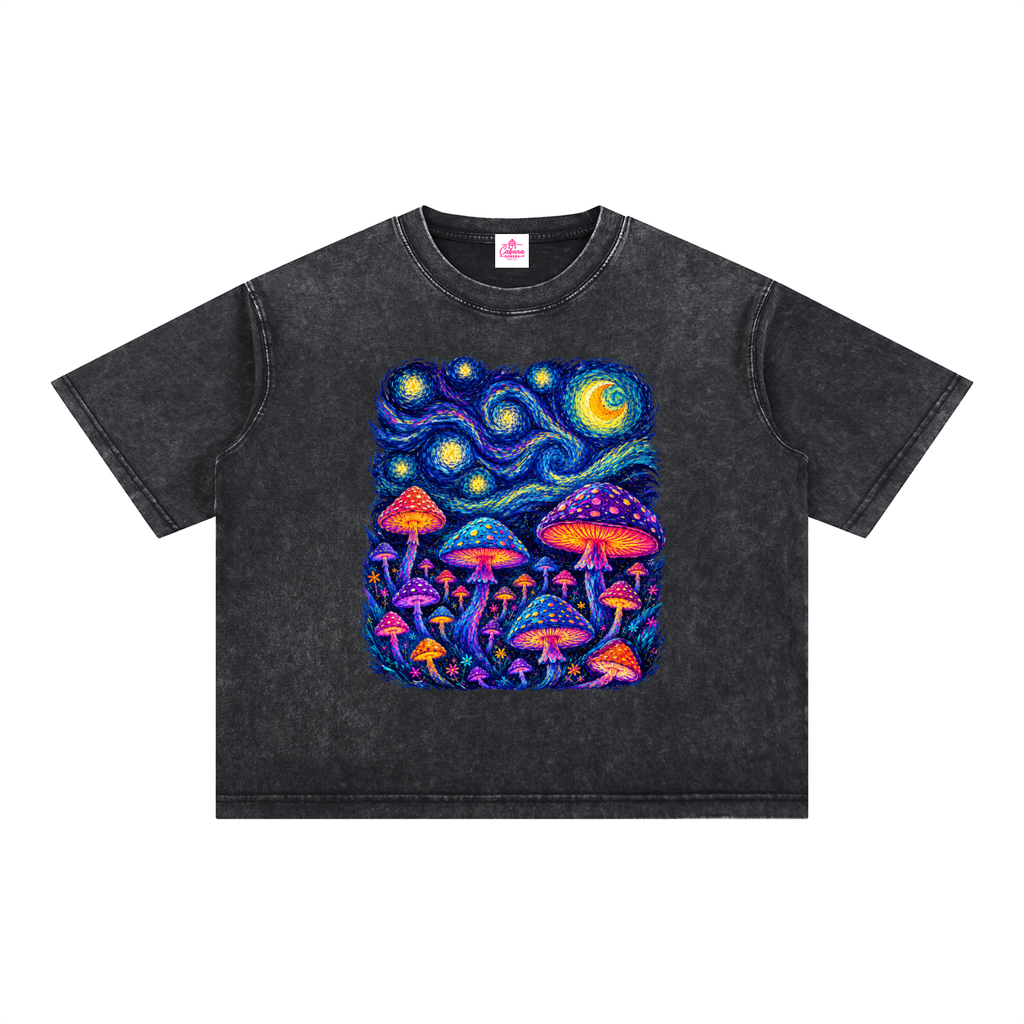 Mushroom Dreams – Mineral Wash Boxy Cotton T-Shirt